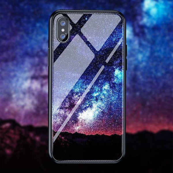 H&A Luxury Tempered Glass Phone Case For iPhone 7 8 6 6s Plus Silicone Star Space Pattern Cover For iPhone X XR XS XSMax Case - Planet Gates
