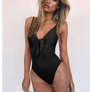 Planet Gates 01 / L / China Swimsuit Female 2018 Swimwear Women Bowtie Push up Solid Monokini Bathing Suit Swim Beachwear Sexy Maillot De Bain Red