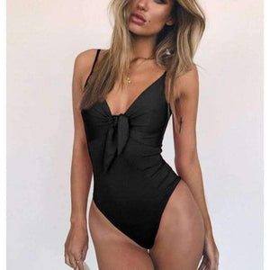 Planet Gates 01 / L / China Swimsuit Female 2018 Swimwear Women Bowtie Push up Solid Monokini Bathing Suit Swim Beachwear Sexy Maillot De Bain Red