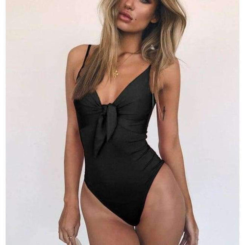 Planet Gates 01 / L / China Swimsuit Female 2018 Swimwear Women Bowtie Push up Solid Monokini Bathing Suit Swim Beachwear Sexy Maillot De Bain Red