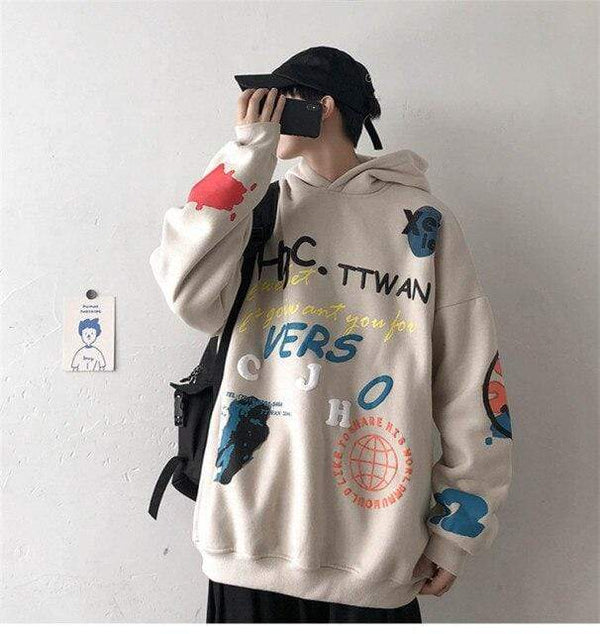 Planet Gates 01 / L Hip Hop Streetwear Men's sweatshirt Casual Loose Oversize Hoodies Men Fashion Personality Printed Hoodie