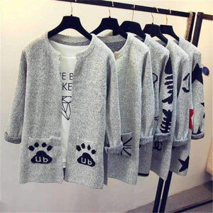 Planet Gates 01 / One Size Fashion Star Pattern Cardigans Female Sweaters Long Sleeve Knitted Slim Women Sweater Cardigan