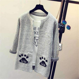 Planet Gates 01 / One Size Fashion Star Pattern Cardigans Female Sweaters Long Sleeve Knitted Slim Women Sweater Cardigan