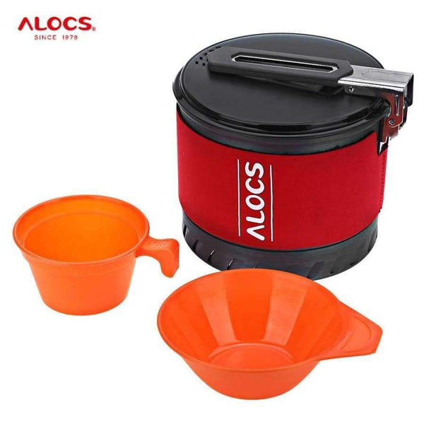 Planet Gates 01 Outdoor Camping Cookware 1.3L Camping Pot with Folding Handle Heat Exchange with Bowl Cup