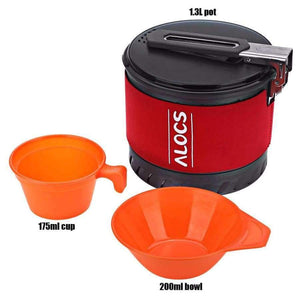 Planet Gates 01 Outdoor Camping Cookware 1.3L Camping Pot with Folding Handle Heat Exchange with Bowl Cup