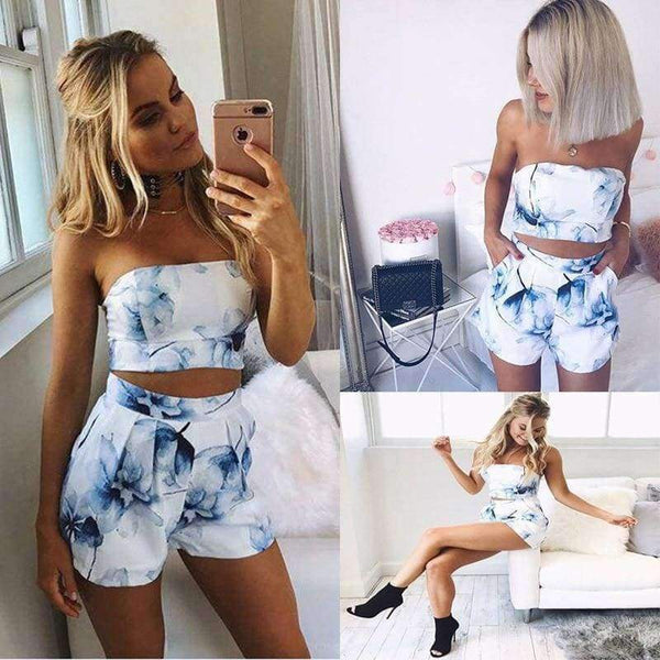 Planet Gates 01 Striped / S Off Shoulder Floral Print Summer Playsuit Women 2018 Halter Sleeveless Ruffles Wide Leg Short Jumpsuit Beachwear Overalls