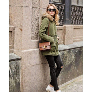 Planet Gates 01 / XXL New Autumn Winter Jacket Women Army Green Hooded Cotton Padded Jackets Slim Women Winter Warm Jackets Coat Pockets Women