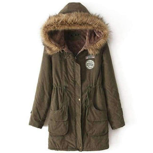 Planet Gates 01 / XXL New Autumn Winter Jacket Women Army Green Hooded Cotton Padded Jackets Slim Women Winter Warm Jackets Coat Pockets Women