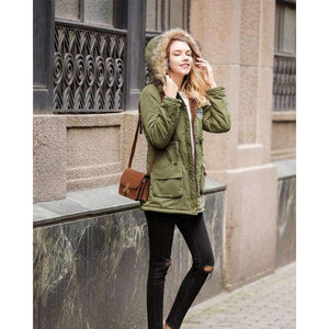 Planet Gates 01 / XXL New Autumn Winter Jacket Women Army Green Hooded Cotton Padded Jackets Slim Women Winter Warm Jackets Coat Pockets Women