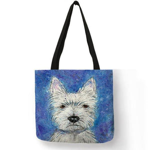 Planet Gates 010 Design Westie Dog Painting Handbag for Women Shopping  Travel Bags Large Capacity  Eco Linen Tote Bag Dropshipping