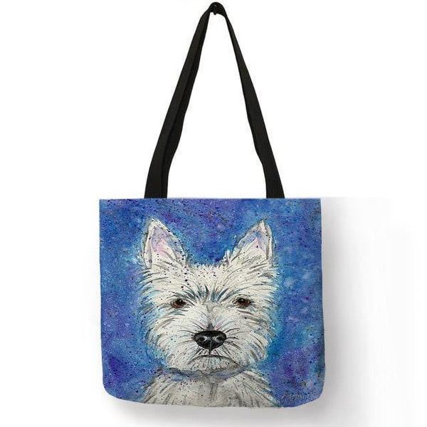 Planet Gates 010 Design Westie Dog Painting Handbag for Women Shopping  Travel Bags Large Capacity  Eco Linen Tote Bag Dropshipping