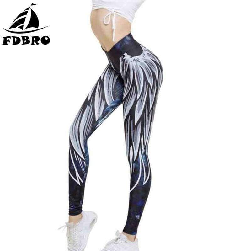 Planet Gates 01050149 / M New 3D Wings Printed Yoga Pants Slim Elastic Waist Sports Leggings Fitness Gym Workout Jogging Running Tights Leggings