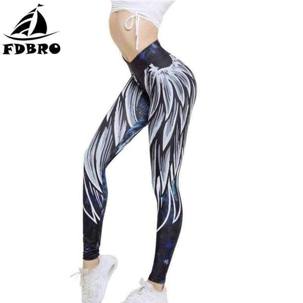 Planet Gates 01050149 / M New 3D Wings Printed Yoga Pants Slim Elastic Waist Sports Leggings Fitness Gym Workout Jogging Running Tights Leggings