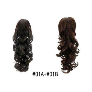 Planet Gates 01A-01B / 15inches 15" Synthetic Claw Clip On Ponytail Extensions Hair piece Long Curly Clip In Hair Human Extensions Heat Resistant Ponytail Wig
