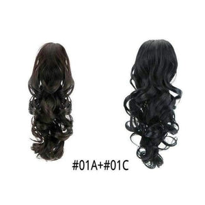 Planet Gates 01A-01C / 15inches 15" Synthetic Claw Clip On Ponytail Extensions Hair piece Long Curly Clip In Hair Human Extensions Heat Resistant Ponytail Wig