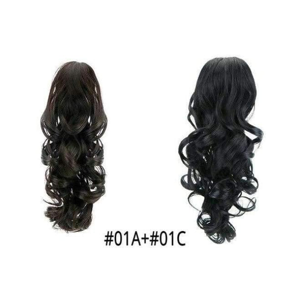 Planet Gates 01A-01C / 15inches 15" Synthetic Claw Clip On Ponytail Extensions Hair piece Long Curly Clip In Hair Human Extensions Heat Resistant Ponytail Wig