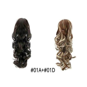 Planet Gates 01A-01D / 15inches 15" Synthetic Claw Clip On Ponytail Extensions Hair piece Long Curly Clip In Hair Human Extensions Heat Resistant Ponytail Wig