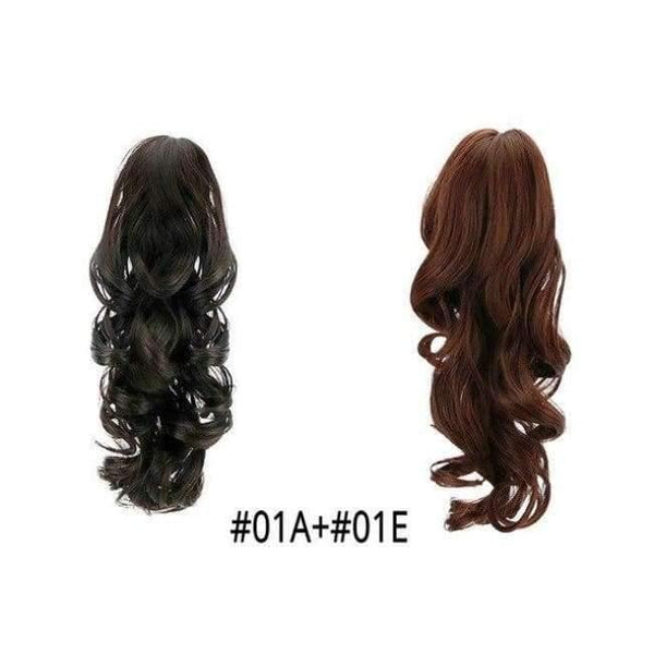 Planet Gates 01A-01E / 15inches 15" Synthetic Claw Clip On Ponytail Extensions Hair piece Long Curly Clip In Hair Human Extensions Heat Resistant Ponytail Wig