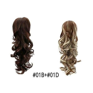 Planet Gates 01B-01D / 15inches 15" Synthetic Claw Clip On Ponytail Extensions Hair piece Long Curly Clip In Hair Human Extensions Heat Resistant Ponytail Wig