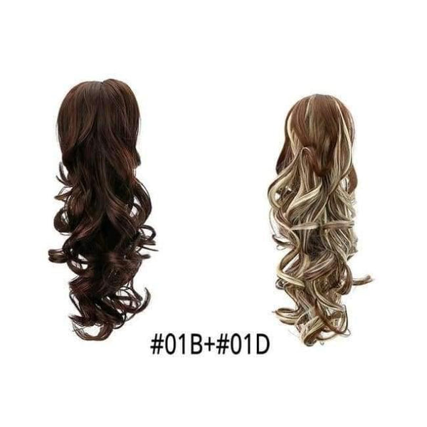 Planet Gates 01B-01D / 15inches 15" Synthetic Claw Clip On Ponytail Extensions Hair piece Long Curly Clip In Hair Human Extensions Heat Resistant Ponytail Wig