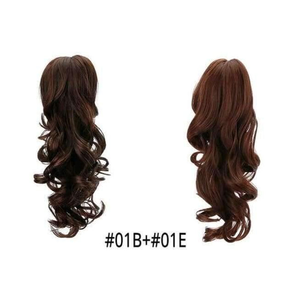 Planet Gates 01B-01E / 15inches 15" Synthetic Claw Clip On Ponytail Extensions Hair piece Long Curly Clip In Hair Human Extensions Heat Resistant Ponytail Wig
