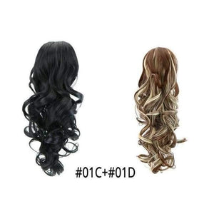 Planet Gates 01C-01D / 15inches 15" Synthetic Claw Clip On Ponytail Extensions Hair piece Long Curly Clip In Hair Human Extensions Heat Resistant Ponytail Wig