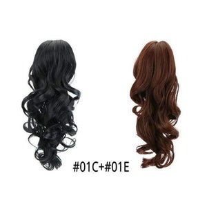 Planet Gates 01C-01E / 15inches 15" Synthetic Claw Clip On Ponytail Extensions Hair piece Long Curly Clip In Hair Human Extensions Heat Resistant Ponytail Wig