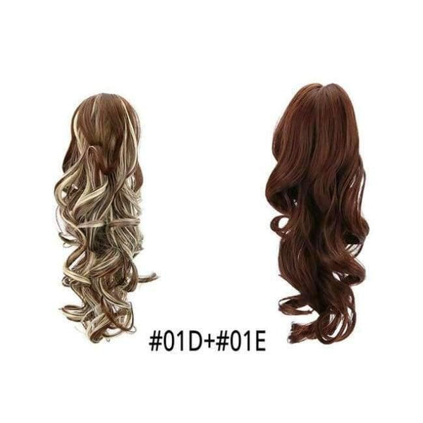 Planet Gates 01D-01E / 15inches 15" Synthetic Claw Clip On Ponytail Extensions Hair piece Long Curly Clip In Hair Human Extensions Heat Resistant Ponytail Wig