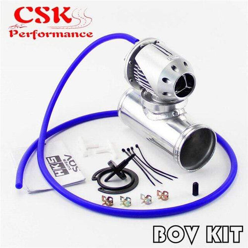 Planet Gates 01EGH016BSL 2.25" Straight Flange Pipe Adapter + Adjustable SQV Blow Off Valve BOV II 2 Black / Silver