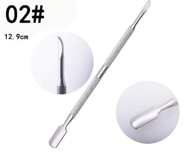 Planet Gates 02 1pc Double-ended Dead Skin Push Stainless Steel Cuticle Pusher Remover For Pedicure Manicure Nail Art Cleaner Care Tool