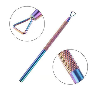 Planet Gates 02 21 Style Rainbow Stainless Steel Nail Cuticle Pusher Tweezer Nail Art Files UV Gel Polish Remove Manicure Care Groove Clean Tool