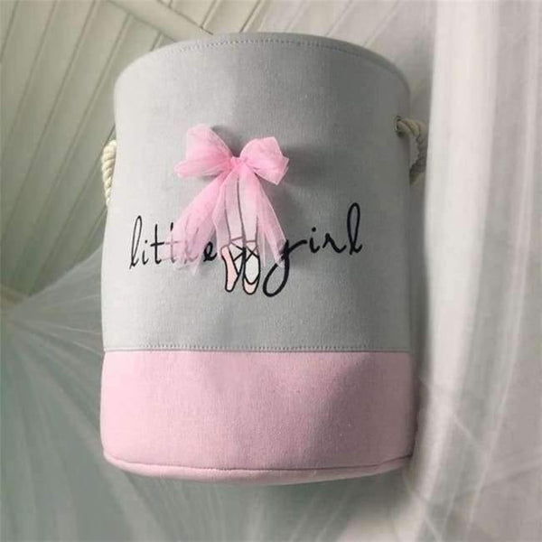 Planet Gates 02 35*40cm Pink Laundry Basket for Dirty Clothes Cotton Ballet Girl Bow Print Toys Organizer Home Storage & Organization