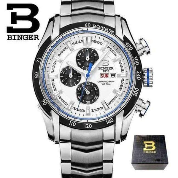 Planet Gates 02 44mm Switzerland Chronograph Sports Watch Swim 2018 Waterproof Military Quartz Wristwatch BINGER Men Watches relogio masculino