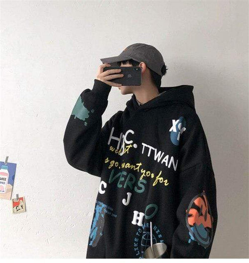 Planet Gates 02 / XXL Hip Hop Streetwear Men's sweatshirt Casual Loose Oversize Hoodies Men Fashion Personality Printed Hoodie