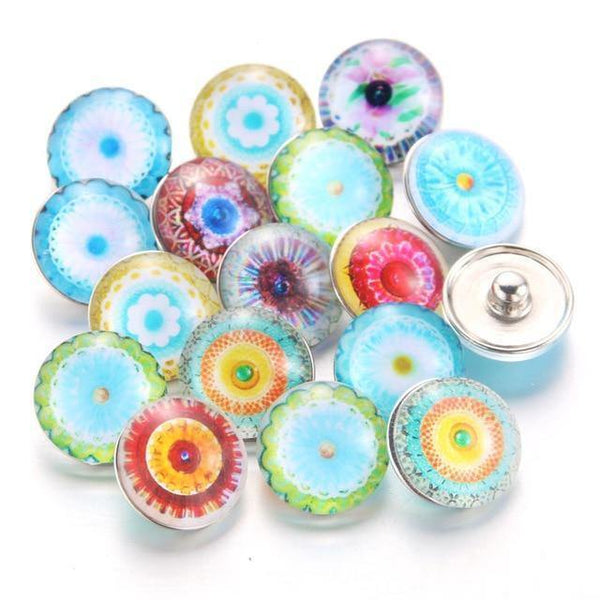 Planet Gates 020904 10pcs/lot Mixed Colors & Pattern 18mm Glass Snap Button Jewelry Faceted Glass Snap Fit Snap Earrings Bracelet Jewelry