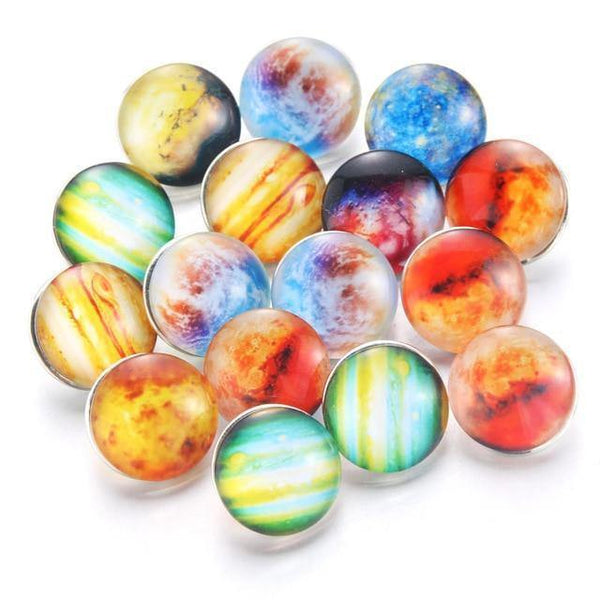 Planet Gates 020907 10pcs/lot Mixed Colors & Pattern 18mm Glass Snap Button Jewelry Faceted Glass Snap Fit Snap Earrings Bracelet Jewelry