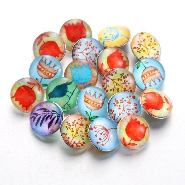 Planet Gates 020918 10pcs/lot Mixed Colors & Pattern 18mm Glass Snap Button Jewelry Faceted Glass Snap Fit Snap Earrings Bracelet Jewelry