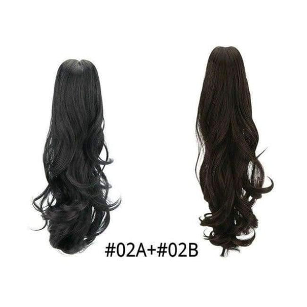 Planet Gates 02A-02B / 18inches 18" Synthetic Claw Clip On Ponytail Extensions Brown Blonde Wave Clip In Hair Extensions Ponytail Wig Heat Resistant Hair Pieces