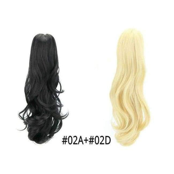 Planet Gates 02A-02D / 18inches 18" Synthetic Claw Clip On Ponytail Extensions Brown Blonde Wave Clip In Hair Extensions Ponytail Wig Heat Resistant Hair Pieces