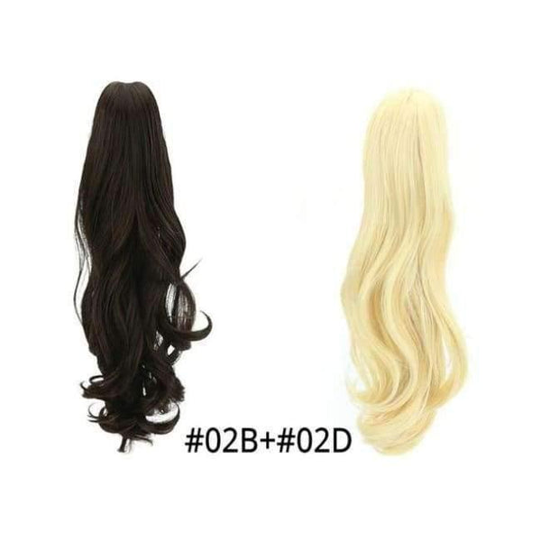 Planet Gates 02B-02D / 18inches 18" Synthetic Claw Clip On Ponytail Extensions Brown Blonde Wave Clip In Hair Extensions Ponytail Wig Heat Resistant Hair Pieces
