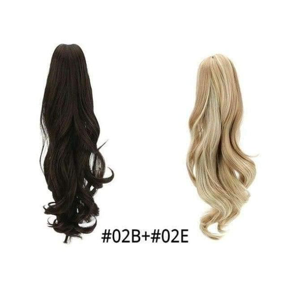 Planet Gates 02B-02E / 18inches 18" Synthetic Claw Clip On Ponytail Extensions Brown Blonde Wave Clip In Hair Extensions Ponytail Wig Heat Resistant Hair Pieces