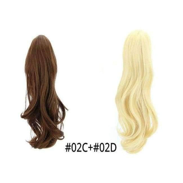 Planet Gates 02C-02D / 18inches 18" Synthetic Claw Clip On Ponytail Extensions Brown Blonde Wave Clip In Hair Extensions Ponytail Wig Heat Resistant Hair Pieces