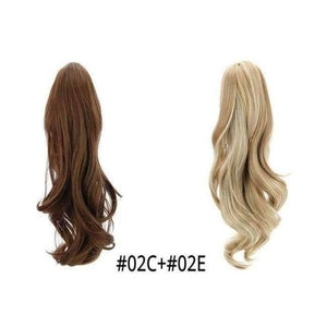 Planet Gates 02C-02E / 18inches 18" Synthetic Claw Clip On Ponytail Extensions Brown Blonde Wave Clip In Hair Extensions Ponytail Wig Heat Resistant Hair Pieces