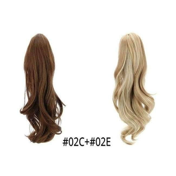 Planet Gates 02C-02E / 18inches 18" Synthetic Claw Clip On Ponytail Extensions Brown Blonde Wave Clip In Hair Extensions Ponytail Wig Heat Resistant Hair Pieces