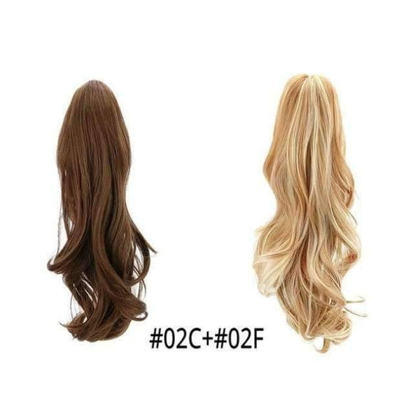 Planet Gates 02C-02F / 18inches 18" Synthetic Claw Clip On Ponytail Extensions Brown Blonde Wave Clip In Hair Extensions Ponytail Wig Heat Resistant Hair Pieces