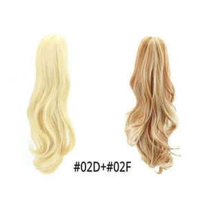 Planet Gates 02D-02F / 18inches 18" Synthetic Claw Clip On Ponytail Extensions Brown Blonde Wave Clip In Hair Extensions Ponytail Wig Heat Resistant Hair Pieces