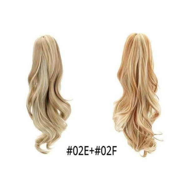 Planet Gates 02E-02F / 18inches 18" Synthetic Claw Clip On Ponytail Extensions Brown Blonde Wave Clip In Hair Extensions Ponytail Wig Heat Resistant Hair Pieces