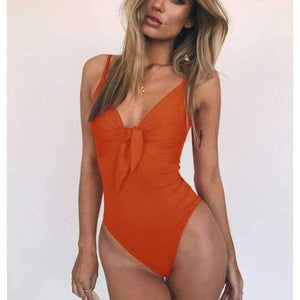 Planet Gates 03 / L / China Swimsuit Female 2018 Swimwear Women Bowtie Push up Solid Monokini Bathing Suit Swim Beachwear Sexy Maillot De Bain Red