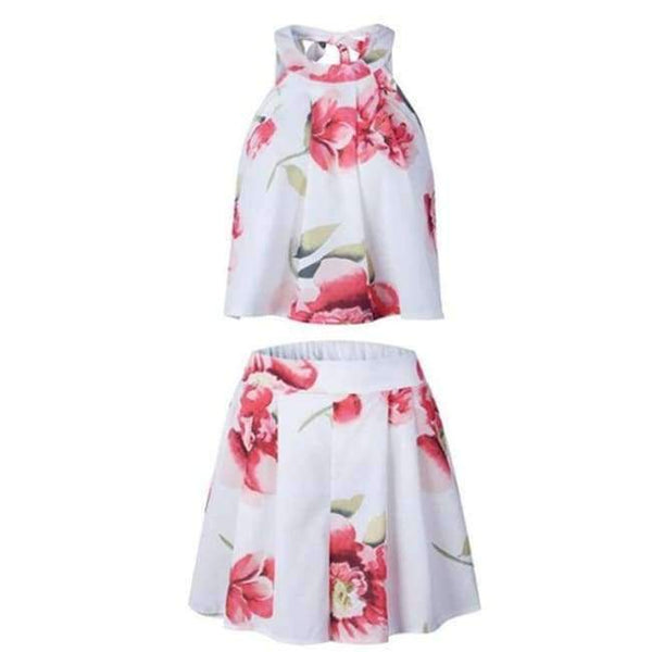 Planet Gates 03 White / S Off Shoulder Floral Print Summer Playsuit Women 2018 Halter Sleeveless Ruffles Wide Leg Short Jumpsuit Beachwear Overalls