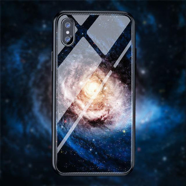 Planet Gates 04 / For iPhone 6 6s H&A Luxury Tempered Glass Phone Case For iPhone 7 8 6 6s Plus Silicone Star Space Pattern Cover For iPhone X XR XS XSMax Case